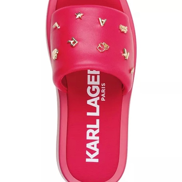 Karl Lagerfeld Fuchsia Slides with Gold Details - Picture 3 of 3